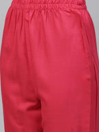 HERE&NOW Women Red Embroidered Kurta with Trousers & With Dupatta | Grocsy