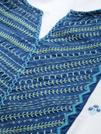 Juniper Women Blue Cotton Embroidered & Printed Tiered Dress | Grocsy