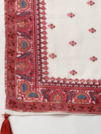 Juniper Womens Maroon Embroidered And Printed Kurta Sharara Dupatta Set | Grocsy