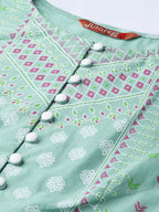 Juniper Womens Mint Floral Printed Cambric Clothing Set | Grocsy