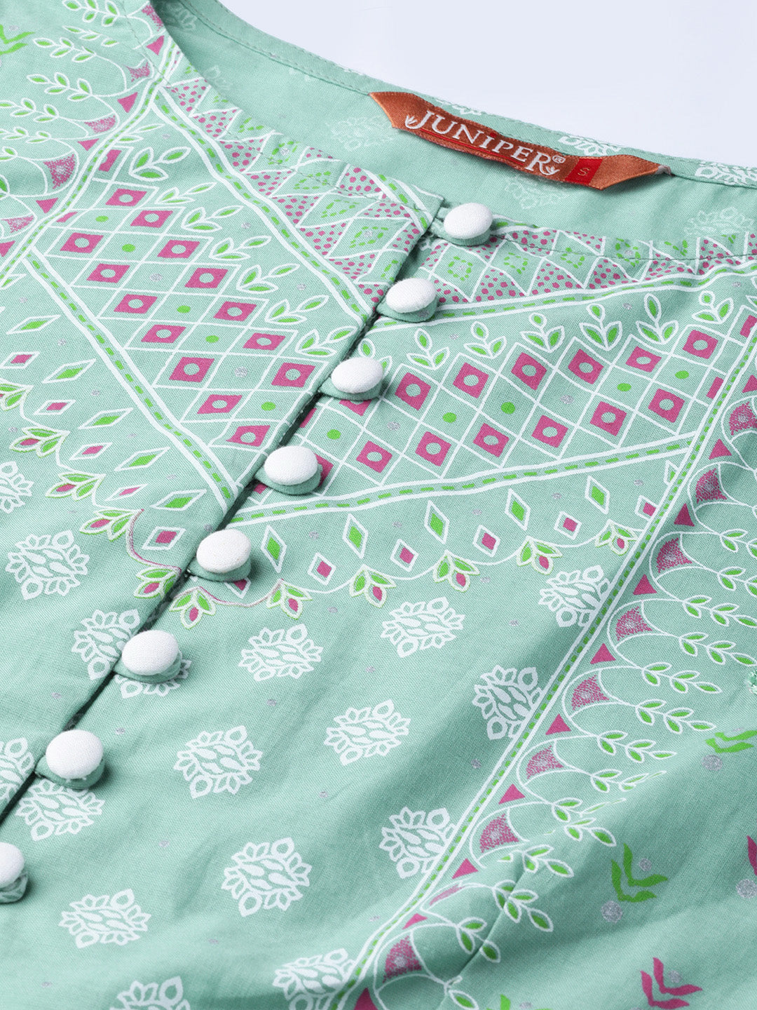 Juniper Womens Mint Floral Printed Cambric Clothing Set | Grocsy