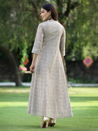 Juniper Women's Beige Chanderi Silk Printed Anarkali Kurta | Grocsy