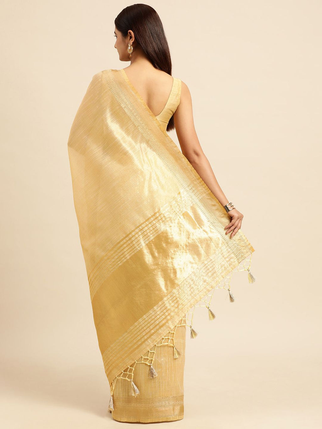 kasee Striped Zari Silk Cotton Chanderi Saree | Grocsy
