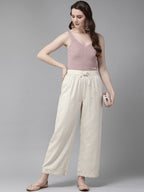 Juniper Women Offwhite Rayon Flex Solid Wide Leg Palazzo | Grocsy
