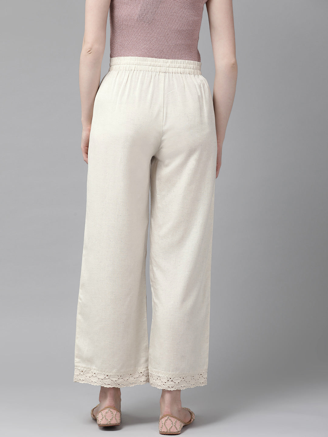 Juniper Women Offwhite Rayon Flex Solid Wide Leg Palazzo | Grocsy