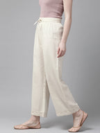 Juniper Women Offwhite Rayon Flex Solid Wide Leg Palazzo | Grocsy