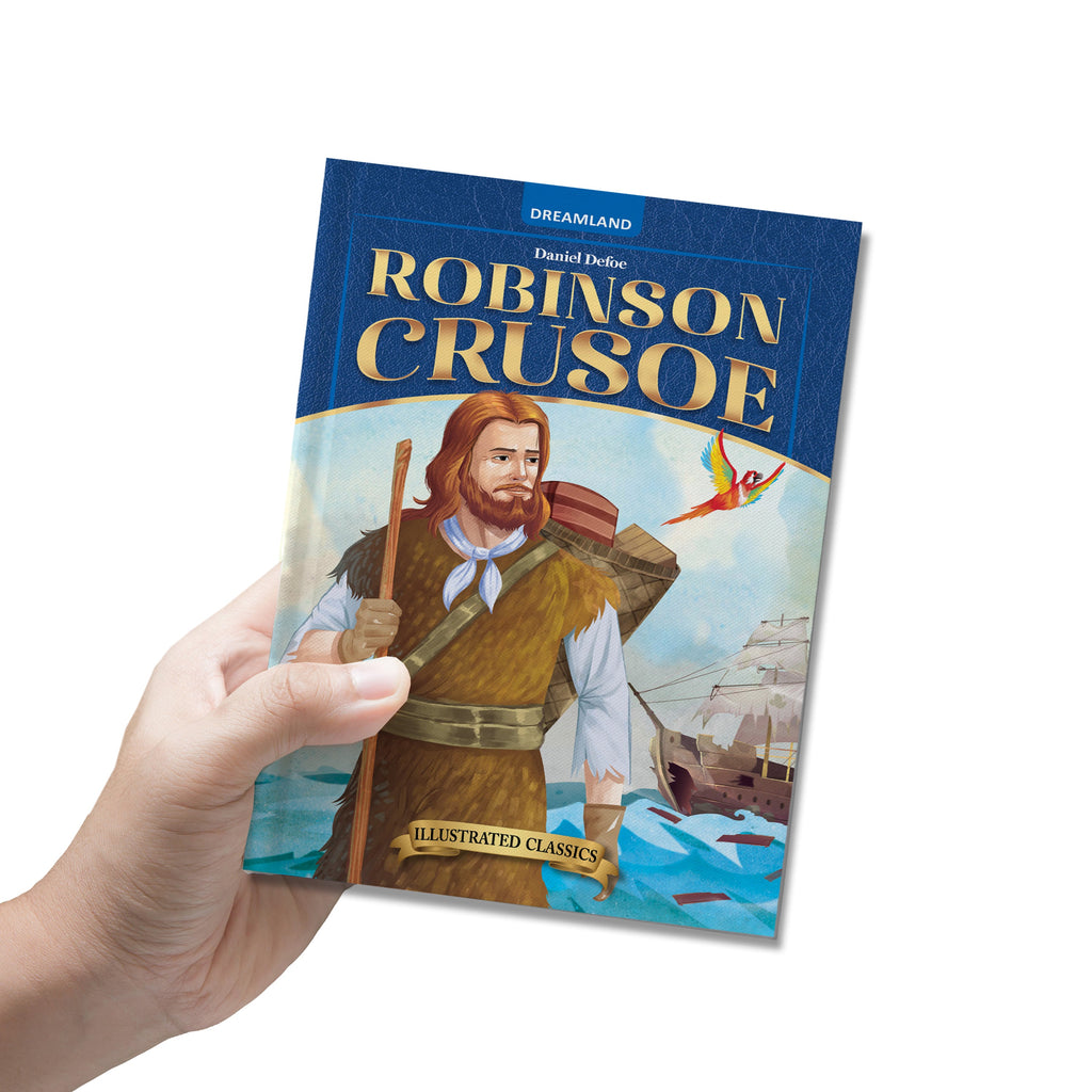 Dreamland Publications Robinson Crusoe- Illustrated Abridged Classics for Children with Practice Questions : Children Classic Fiction Book | Grocsy