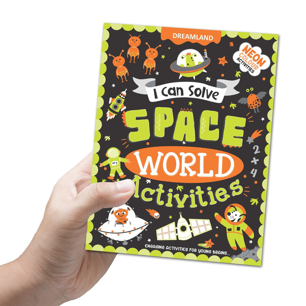 Dreamland Publications Space World Activities - I Can Solve Activity Book for Kids Age 4- 8 Years | With Colouring Pages, Mazes, Dot-to-Dots | Grocsy