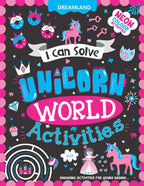 Dreamland Publications Unicorn World Activities - I Can Solve Activity Book for Kids Age 4- 8 Years | With Colouring Pages, Mazes, Dot-to-Dots | Grocsy