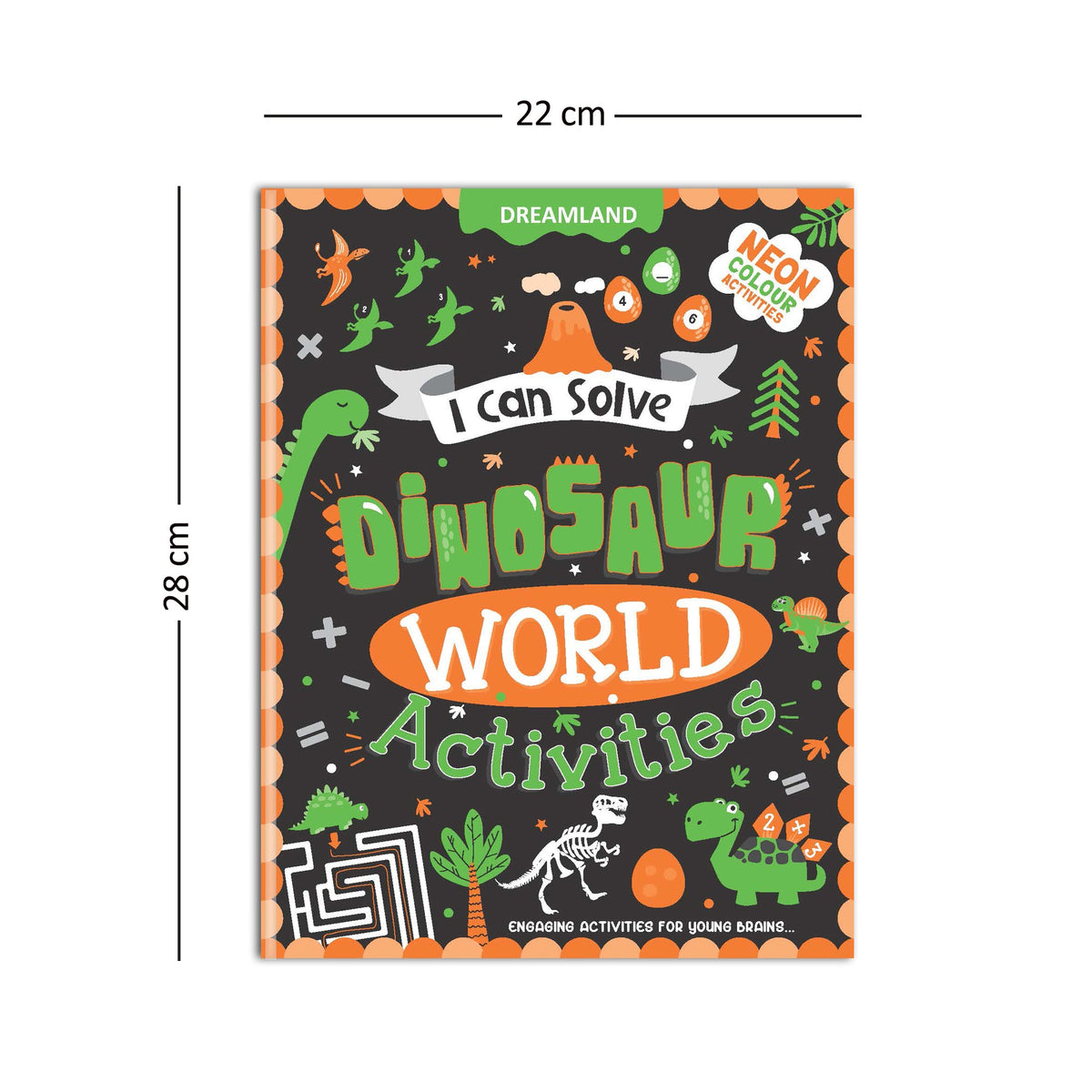 Dreamland Publications Dinosaur World Activities - I Can Solve Activity Book for Kids Age 4- 8 Years | With Colouring Pages, Mazes, Dot-to-Dots | Grocsy