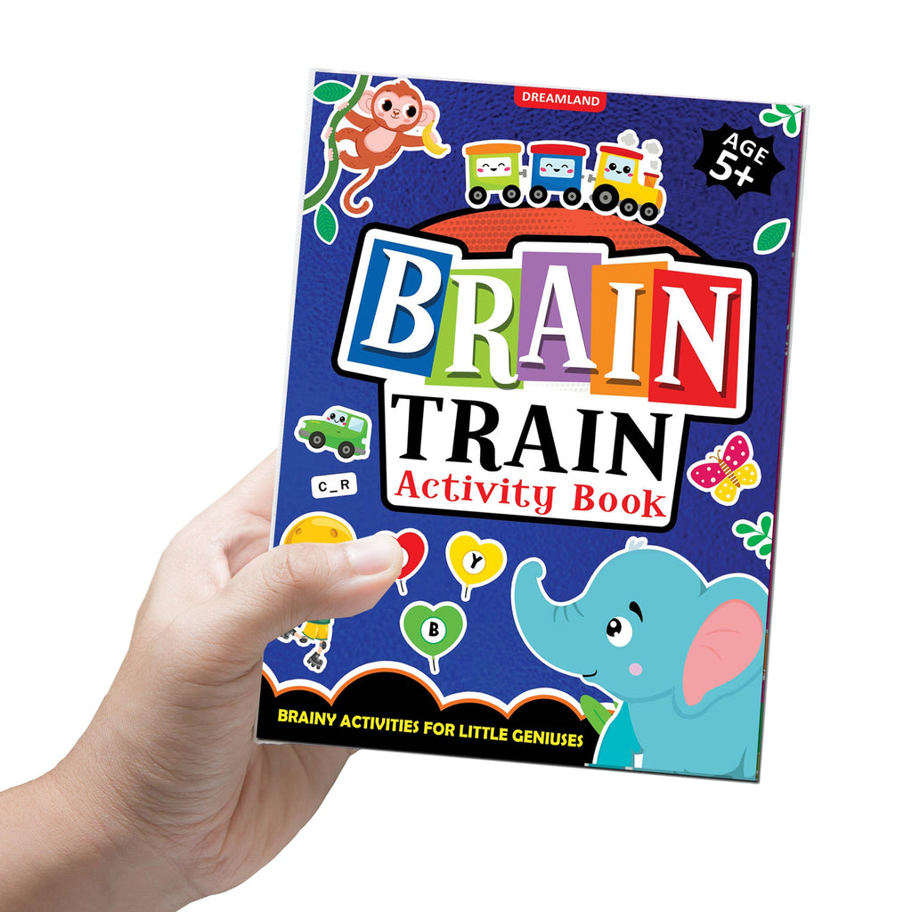 Dreamland Publications Brain Train Activity Book for Kids Age 5+ - With Colouring Pages, Mazes, Puzzles and Word searches Activities | Grocsy