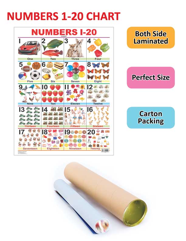 Dreamland Publications Educational Chart for Kids - Numbers 1-20 | Grocsy