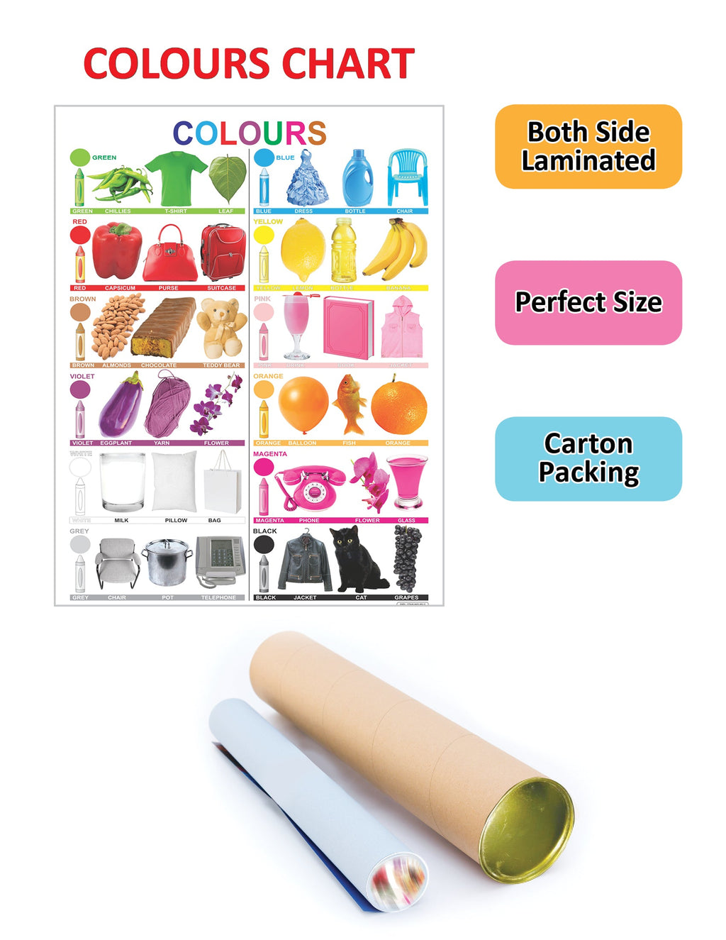 Dreamland Publications Educational Chart for Kids - Colours | Grocsy