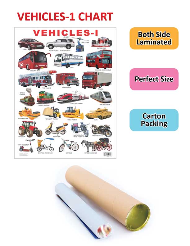 Dreamland Publications Educational Chart for Kids - Vehicles-1 | Grocsy