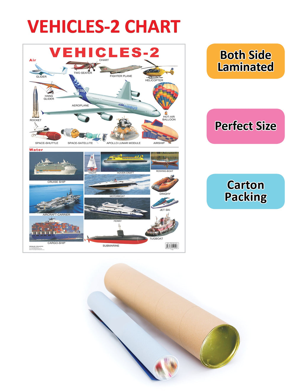 Dreamland Publications Educational Chart for Kids - Vehicles-2 | Grocsy