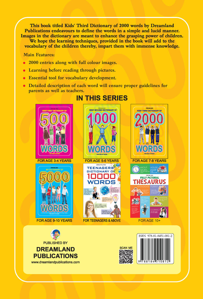 Dreamland Publications Kids Third Dictionary of 2000 words : Children Early Learning Book | Grocsy