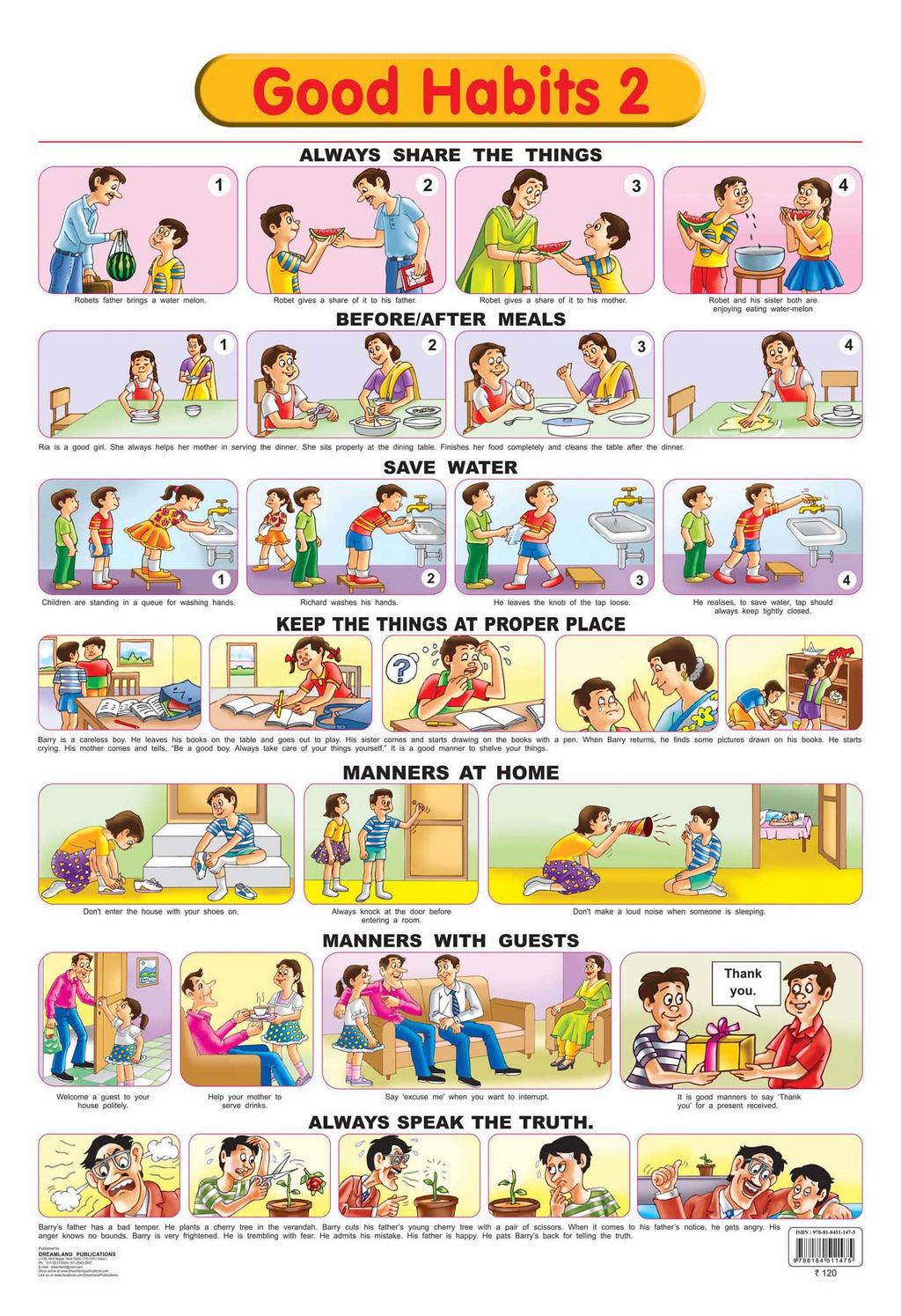 Dreamland Publications Educational Chart for Kids - Good Habits - 2 | Grocsy
