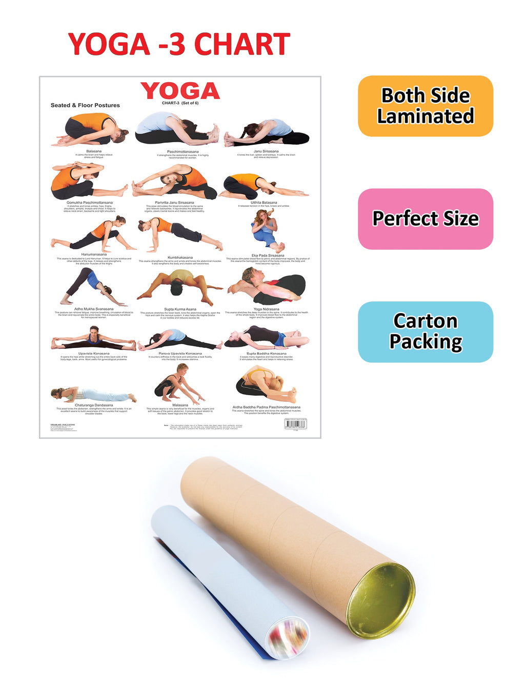 Dreamland Publications Educational Chart for Kids - Yoga Chart - 3 | Grocsy