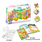 Dreamland Publications Dinosaurs World Jigsaw Puzzle for Kids – 96 Pcs | With Colouring & Activity Book and 3D Model | Grocsy