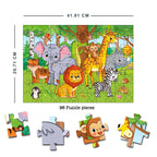 Dreamland Publications At the Jungle Jigsaw Puzzle for Kids – 96 Pcs | With Colouring & Activity Book and 3D Model | Grocsy