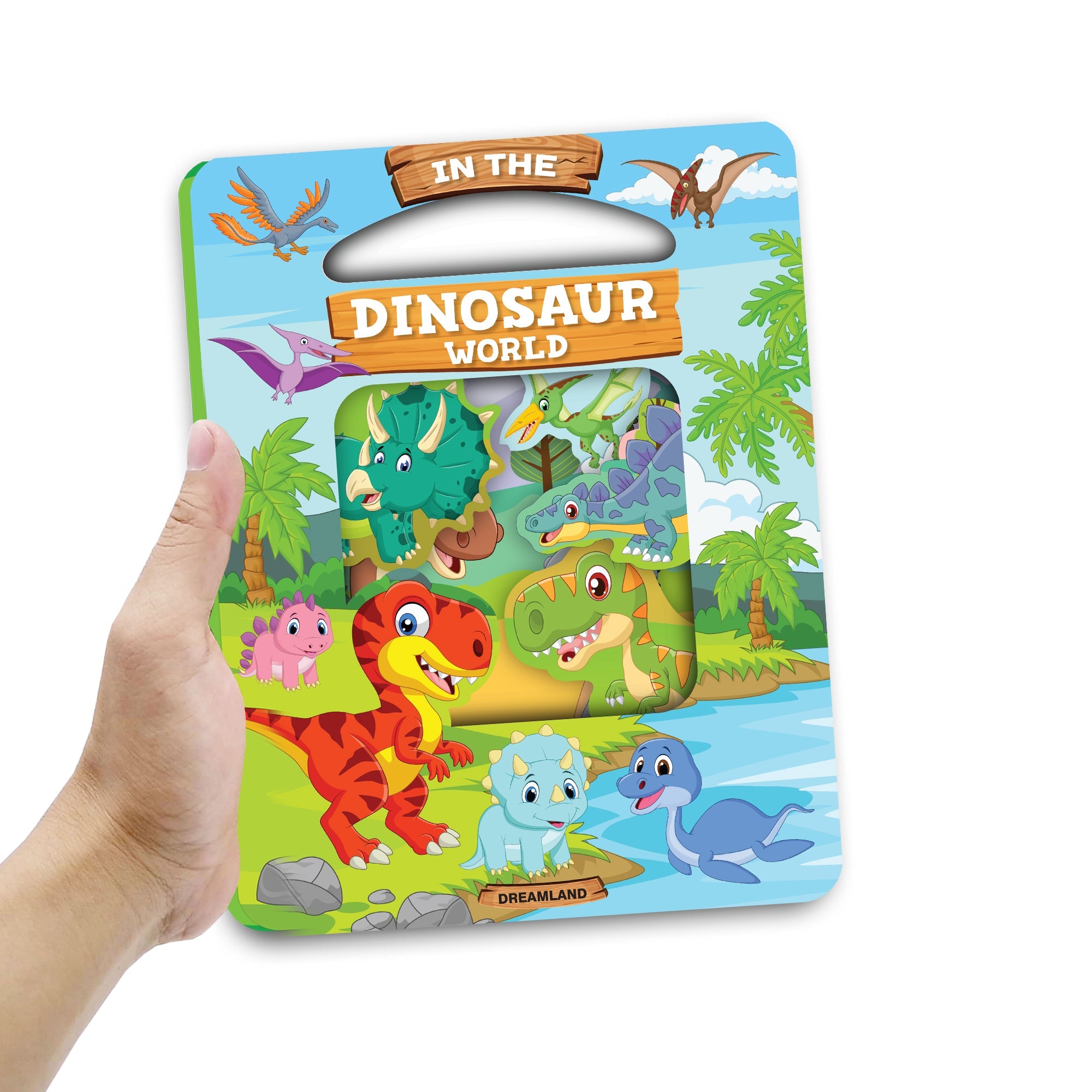 Dreamland Publications Die Cut Window Board Book - In the Dinosaurs World for Kids | Grocsy