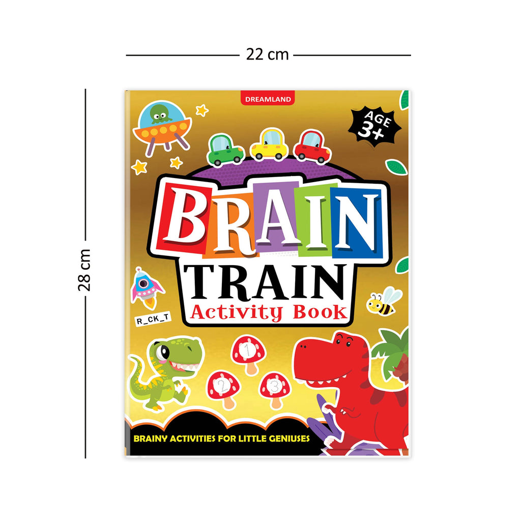 Dreamland Publications Brain Train Activity Book for Kids Age 3+ - With Colouring Pages, Mazes, Puzzles and Word searches Activities | Grocsy
