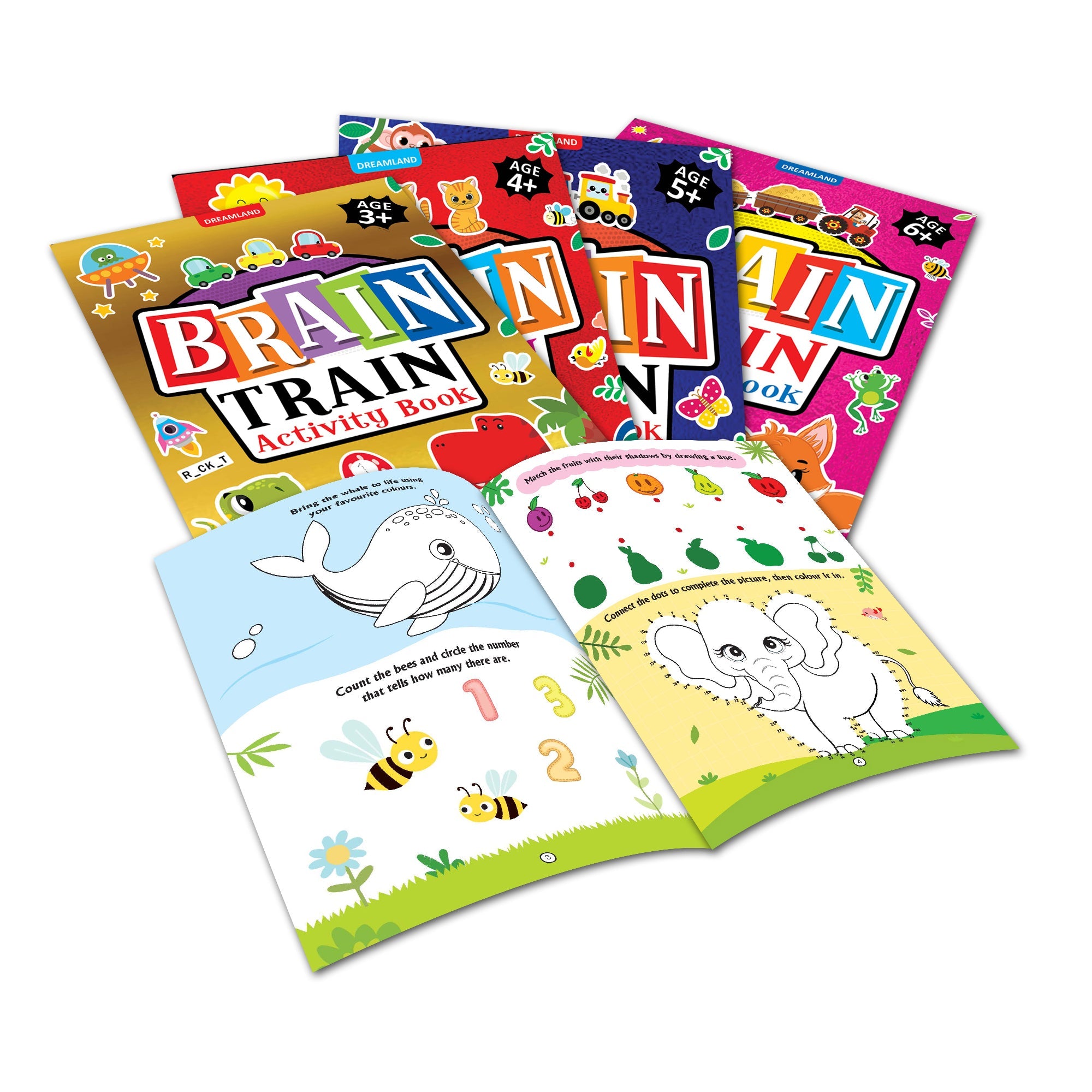 Dreamland Publications Brain Train Activity Book for Kids Age 3+ - With Colouring Pages, Mazes, Puzzles and Word searches Activities | Grocsy