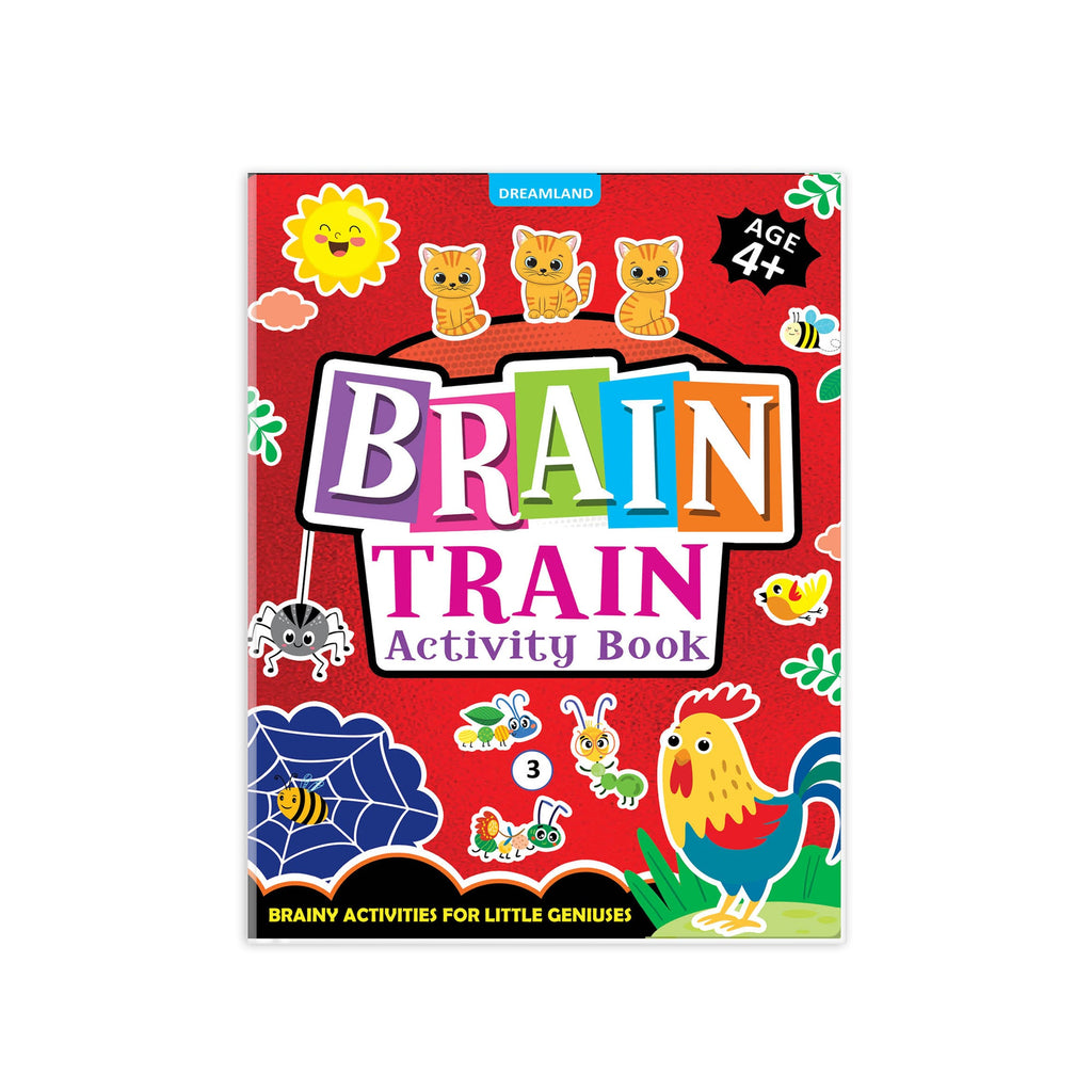 Dreamland Publications Brain Train Activity Book for Kids Age 4+ - With Colouring Pages, Mazes, Puzzles and Word searches Activities | Grocsy