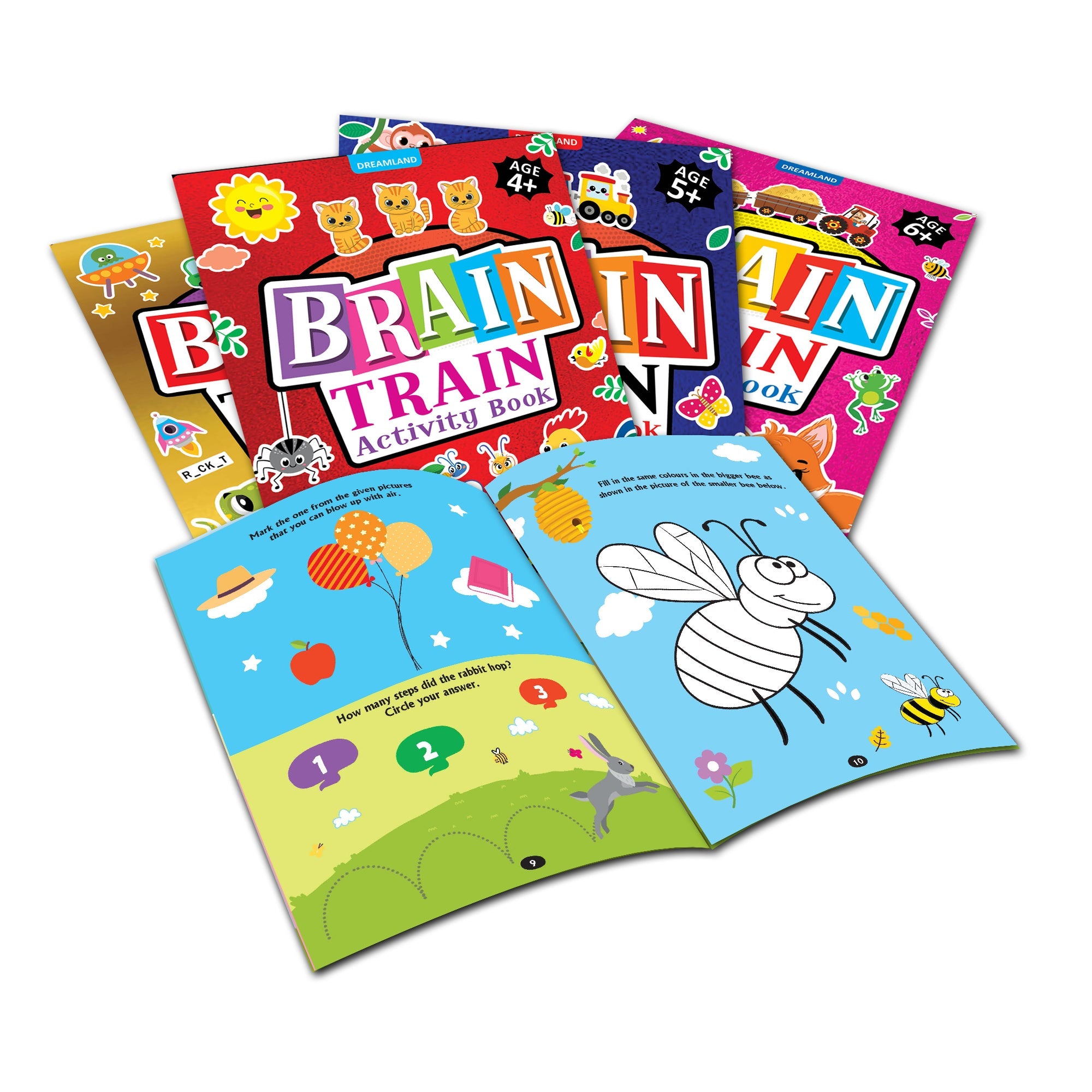 Dreamland Publications Brain Train Activity Book for Kids Age 4+ - With Colouring Pages, Mazes, Puzzles and Word searches Activities | Grocsy