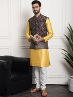 Sojanya Ethnic Motifs Printed Regular Kurta & Pyjamas With Nehru Jacket | Grocsy