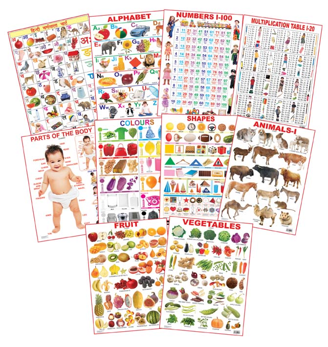 Dreamland Publications Educational Chart for Kids - Pre-School Chart pack (10 Titles) | Grocsy