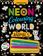 Dreamland Publications Animals Neon Colouring World Book for Kids Age 4 - 7  years with Neon Pens | Grocsy