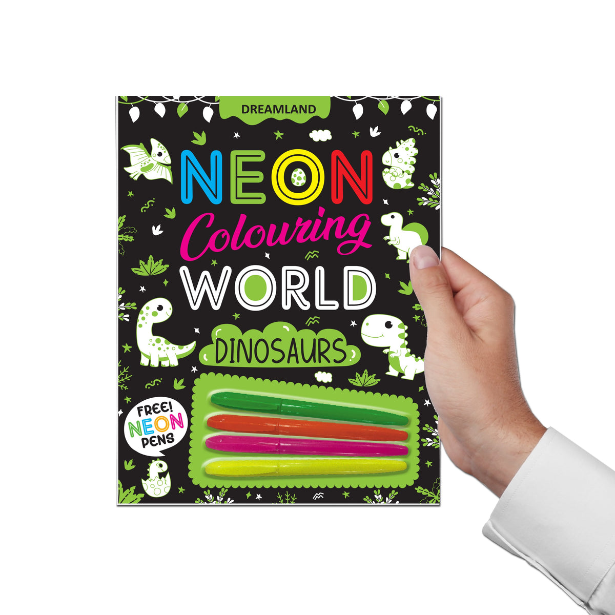 Dreamland Publications Dinosaurs Neon Colouring World Book for Kids Age 4 - 7 years with Neon Pens | Grocsy