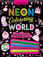 Dreamland Publications Princess Neon Colouring World Book for Kids Age 4 - 7  years with Neon Pens | Grocsy