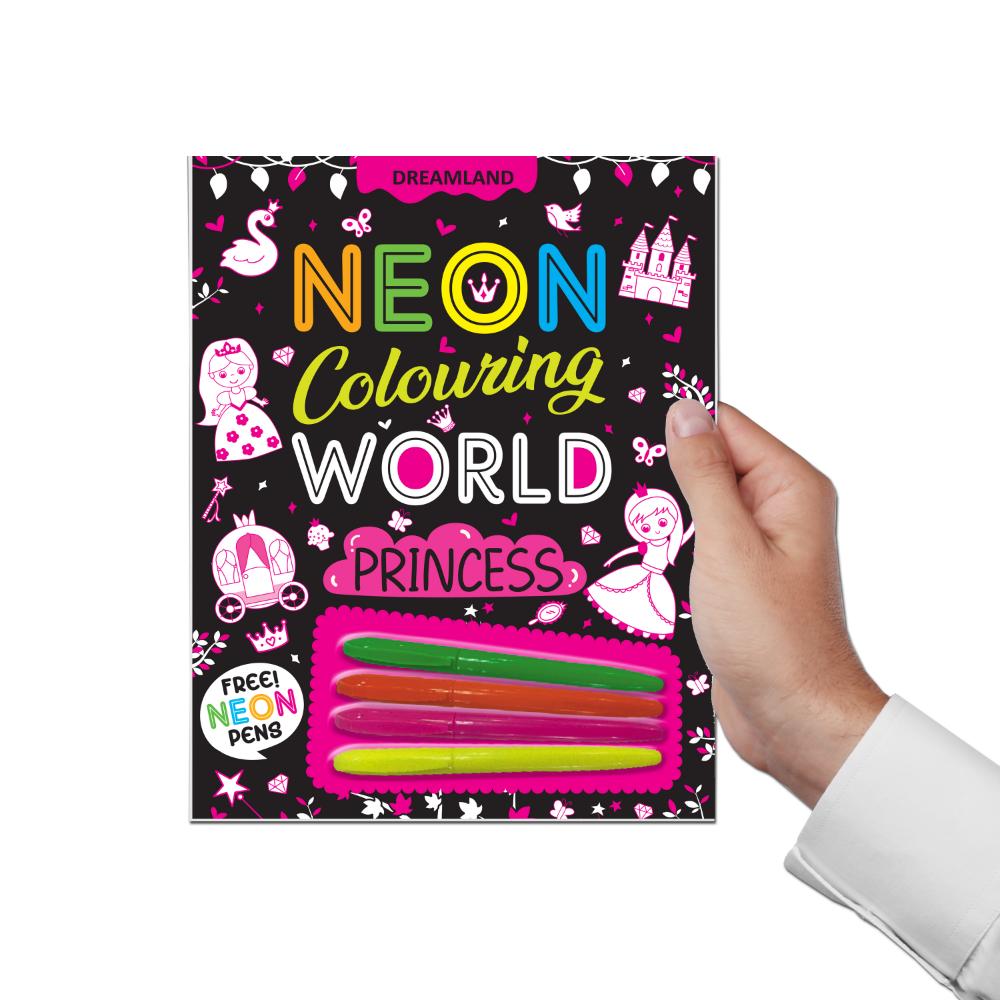 Dreamland Publications Princess Neon Colouring World Book for Kids Age 4 - 7  years with Neon Pens | Grocsy