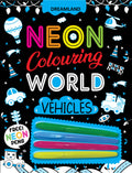 Dreamland Publications Vehicles Neon Colouring World Book for Kids Age 4 - 7 years with Neon Pens | Grocsy