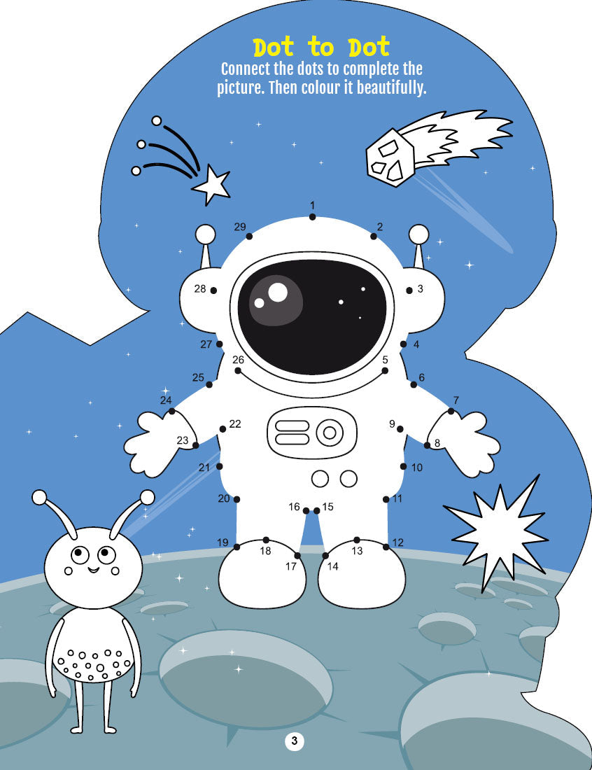 Dreamland Publications Step into the Space World - Activity and Colouring Fun Book for Age 4+ | Grocsy
