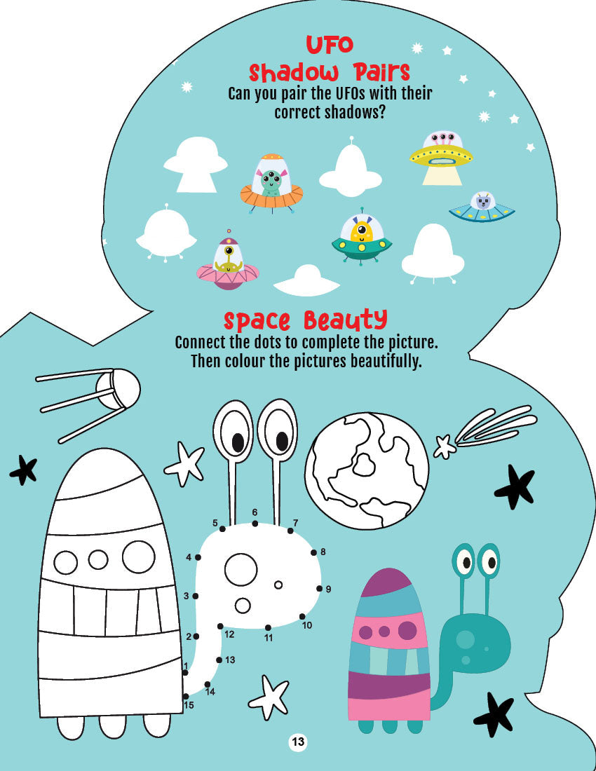 Dreamland Publications Step into the Space World - Activity and Colouring Fun Book for Age 4+ | Grocsy