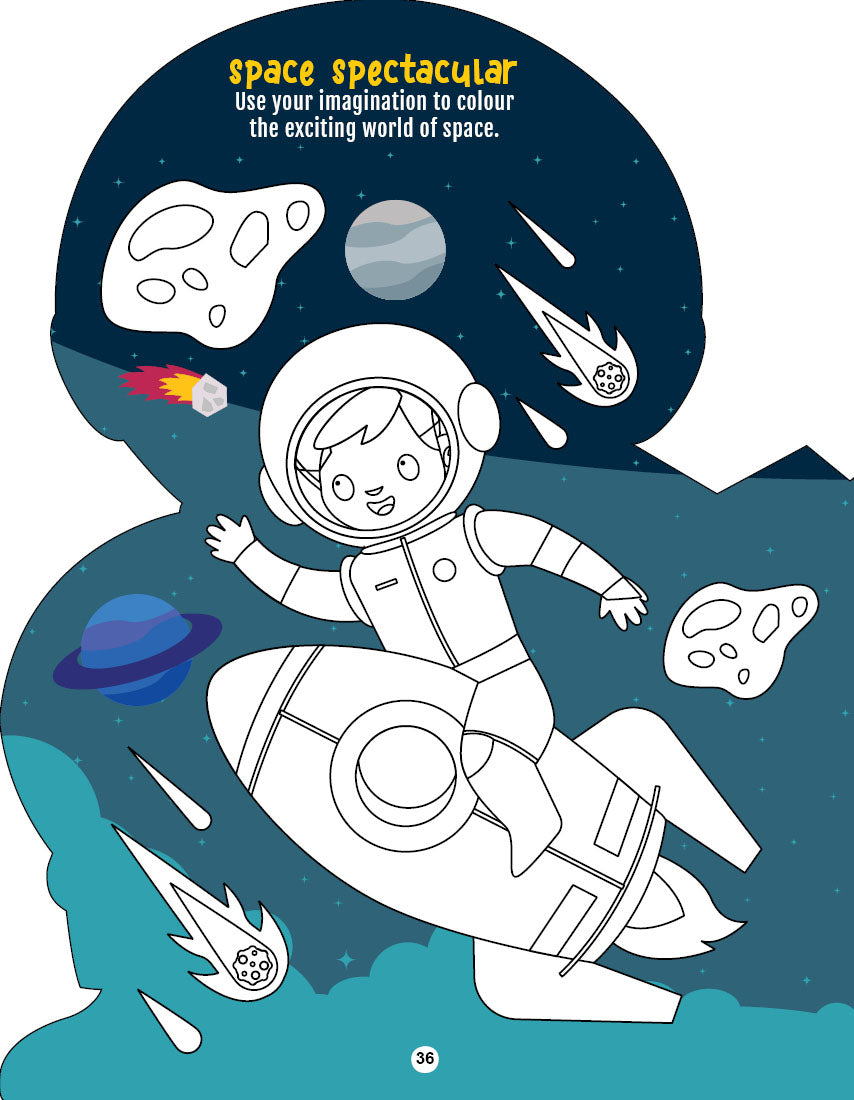 Dreamland Publications Step into the Space World - Activity and Colouring Fun Book for Age 4+ | Grocsy