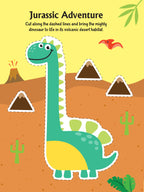 Dreamland Publications Daring Dino Scissors Skills Activity Book for Kids Age 4 - 7 years | With Child- Safe Scissors, Games and Mask | Grocsy