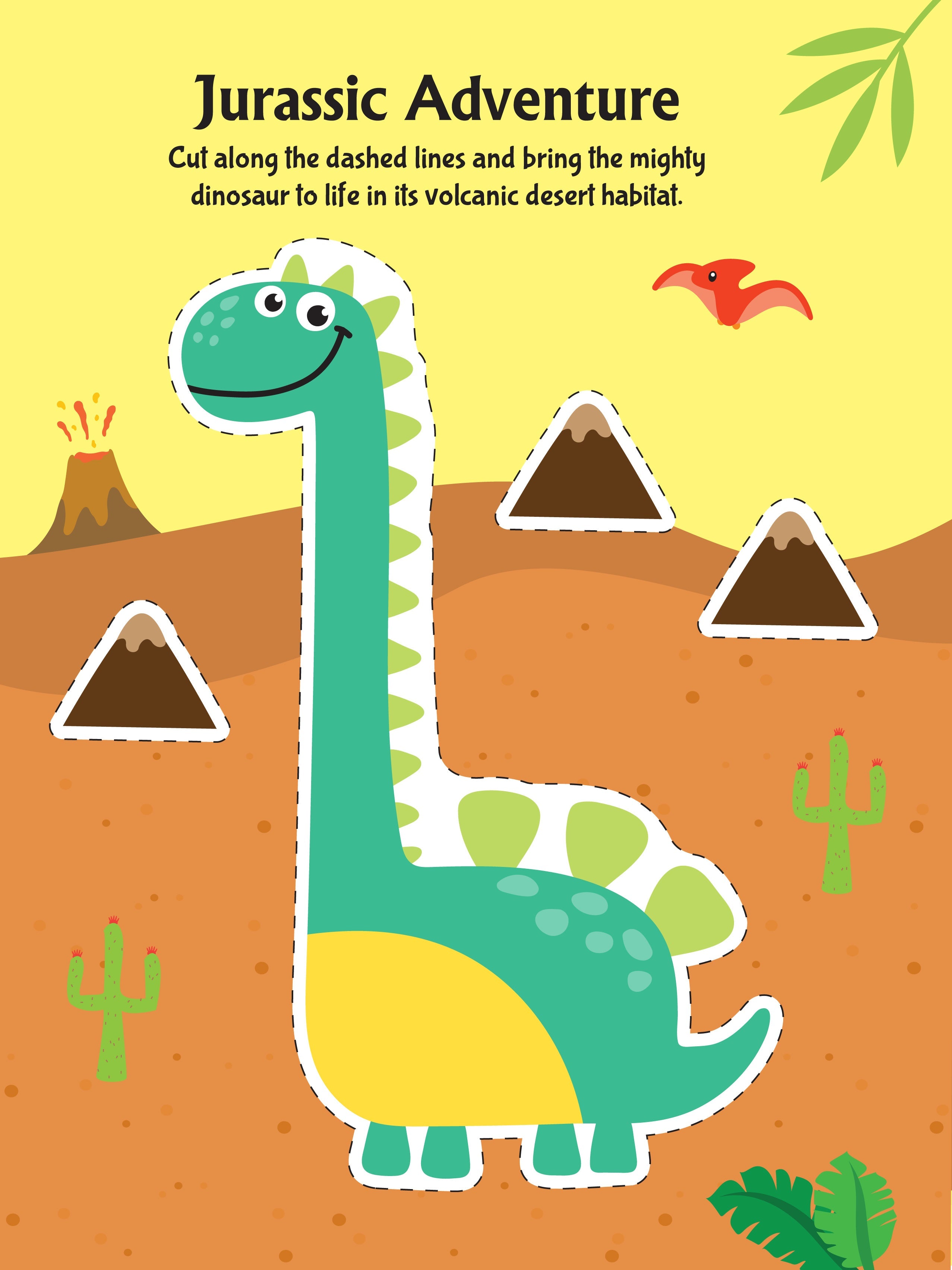 Dreamland Publications Daring Dino Scissors Skills Activity Book for Kids Age 4 - 7 years | With Child- Safe Scissors, Games and Mask | Grocsy