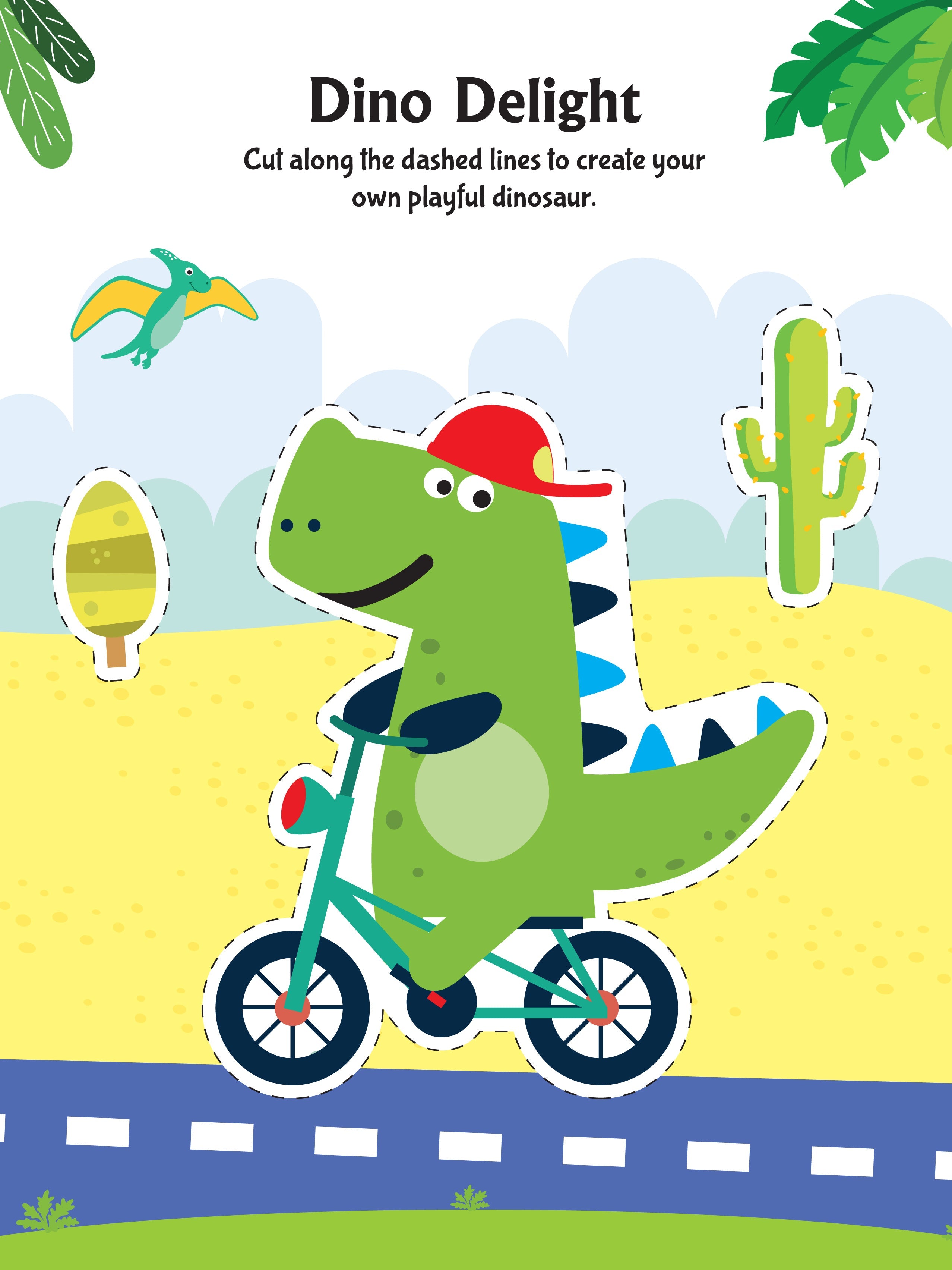 Dreamland Publications Daring Dino Scissors Skills Activity Book for Kids Age 4 - 7 years | With Child- Safe Scissors, Games and Mask | Grocsy