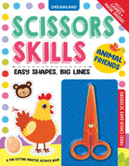 Dreamland Publications Animal Friends Scissors Skills Activity Book for Kids Age 4 - 7 years | With Child- Safe Scissors, Games and Mask | Grocsy