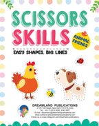 Dreamland Publications Animal Friends Scissors Skills Activity Book for Kids Age 4 - 7 years | With Child- Safe Scissors, Games and Mask | Grocsy