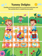 Dreamland Publications Tasty Foods Scissors Skills Activity Book for Kids Age 4 - 7 years | With Child- Safe Scissors, Games and Mask | Grocsy