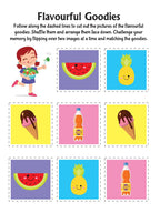 Dreamland Publications Tasty Foods Scissors Skills Activity Book for Kids Age 4 - 7 years | With Child- Safe Scissors, Games and Mask | Grocsy