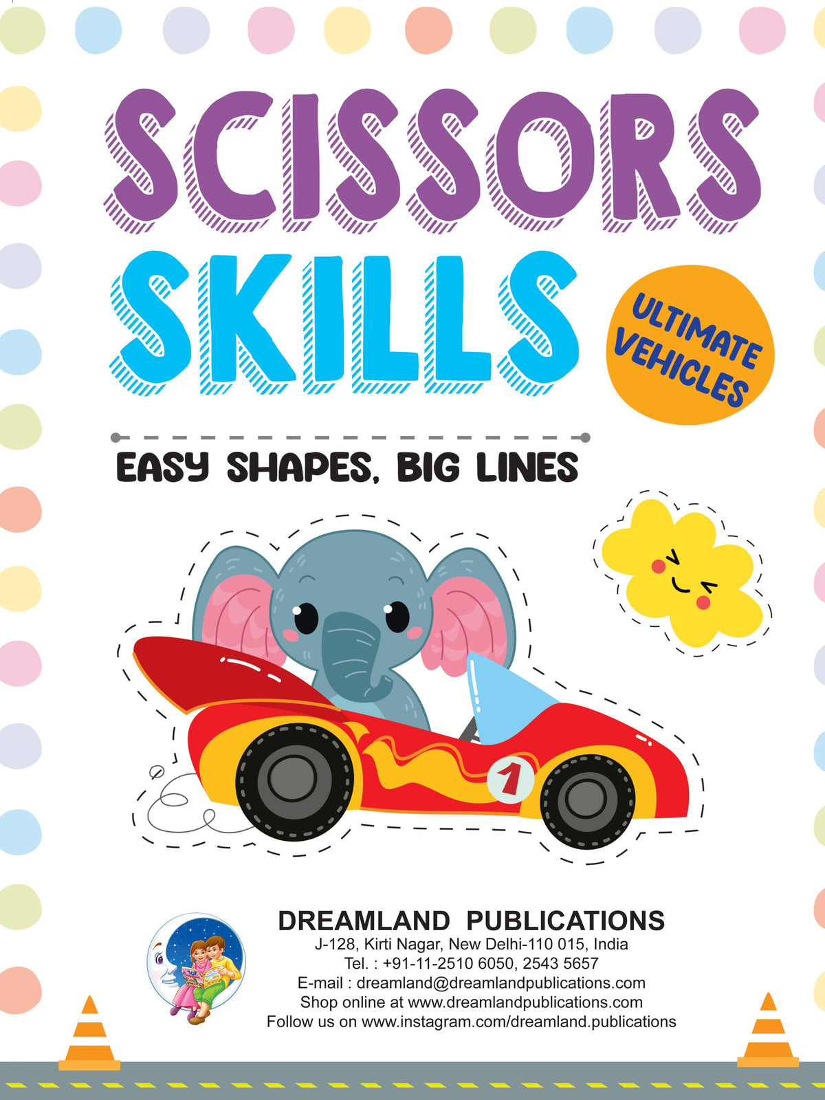 Dreamland Publications Ultimate Vehicles Scissors Skills Activity Book for Kids Age 4 - 7 years | With Child- Safe Scissors, Games and Mask | Grocsy