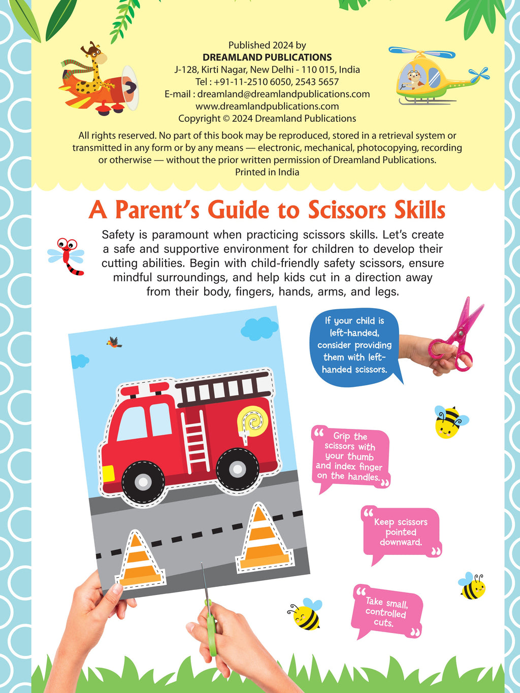 Dreamland Publications Ultimate Vehicles Scissors Skills Activity Book for Kids Age 4 - 7 years | With Child- Safe Scissors, Games and Mask | Grocsy