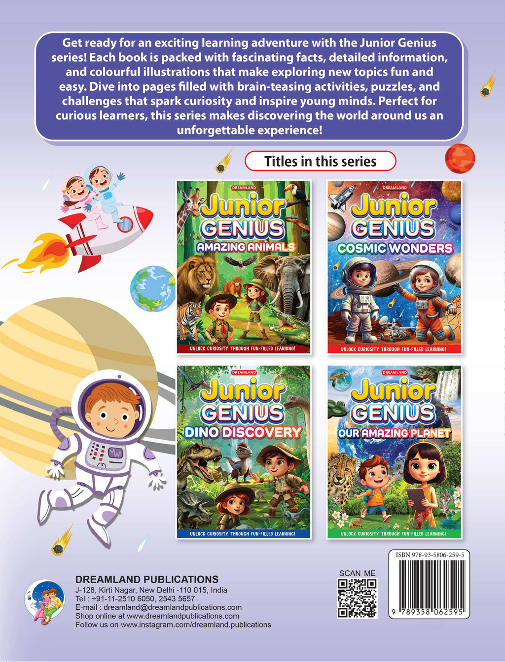 Dreamland Publications Junior Genius: Cosmic Wonders – A Fun-Filled Space Learning Book for Kids Age 7+ | Explore Planets, Stars, Rockets, and More Through Facts, Activities & Quizzes | Grocsy