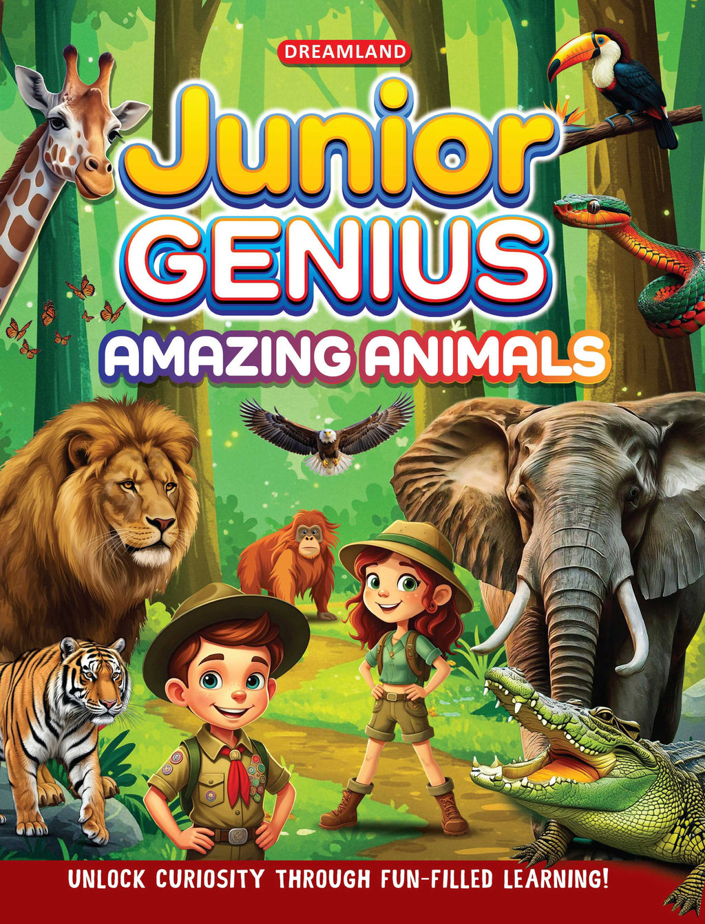 Dreamland Publications Junior Genius: Amazing Animals – A Fun-Filled Learning Book for Kids Age 7+ | Discover Incredible Creatures with Facts, Activities, and Puzzles | Grocsy